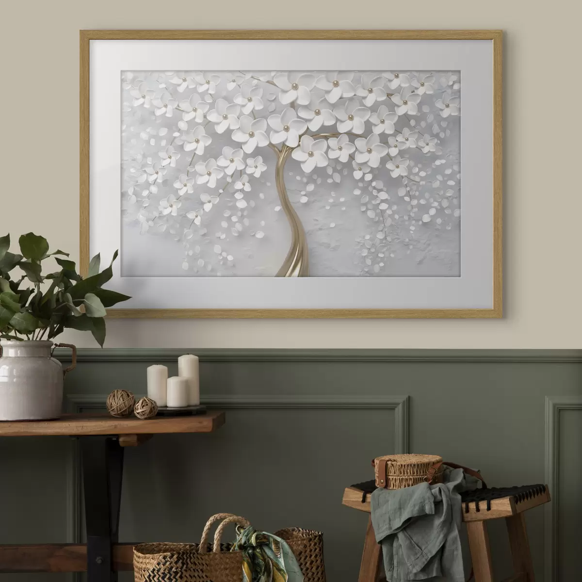 Poster Delicadas flores en un árbol resplandeciente f35856