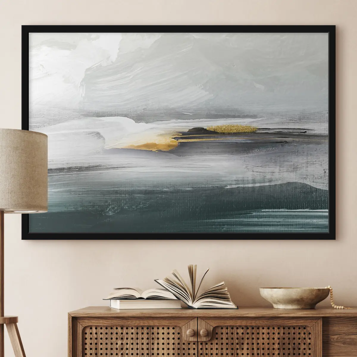 Poster Elegante paisaje abstracto en tonos suaves f36303