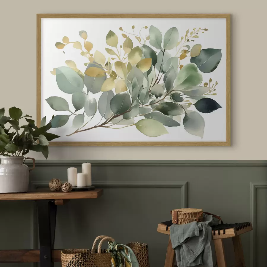 murales de pared Ramitas verdes y ocres f36365