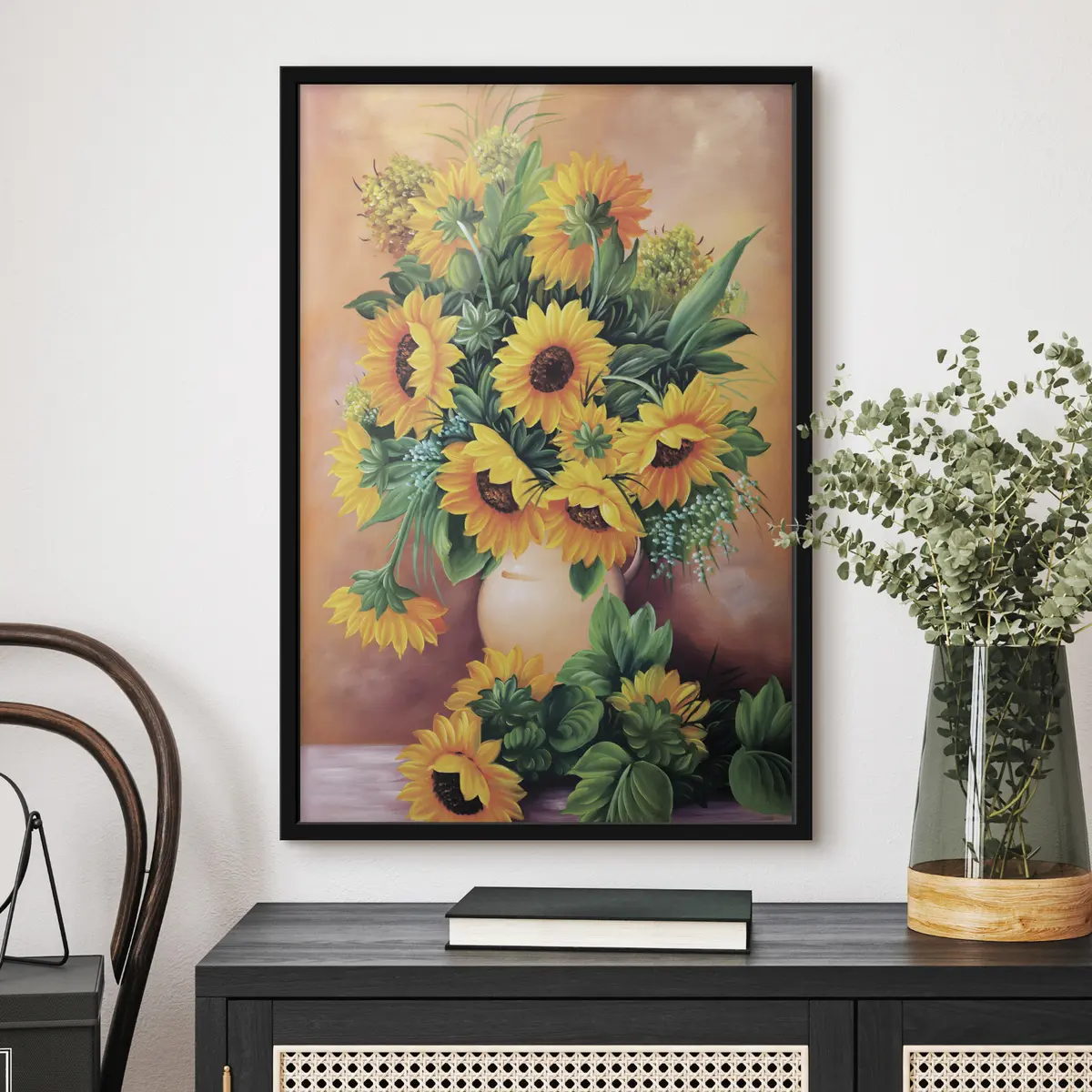Poster Girasoles vibrantes en un jarrón f00860