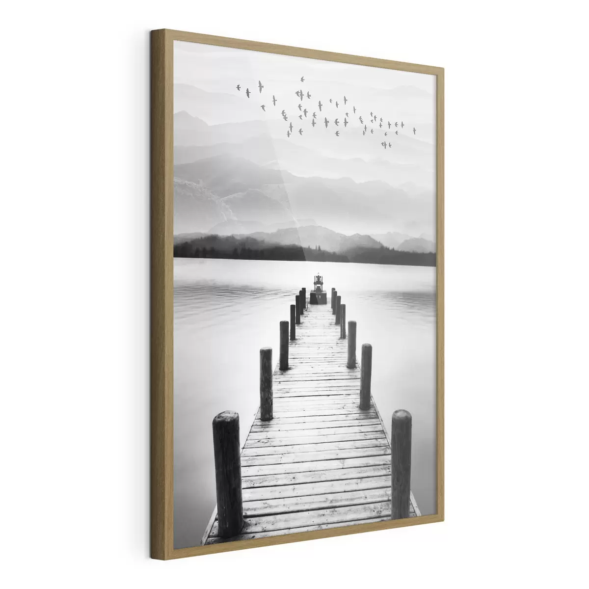 Poster Muelle con vistas a las tranquilas aguas de la montaña f03914