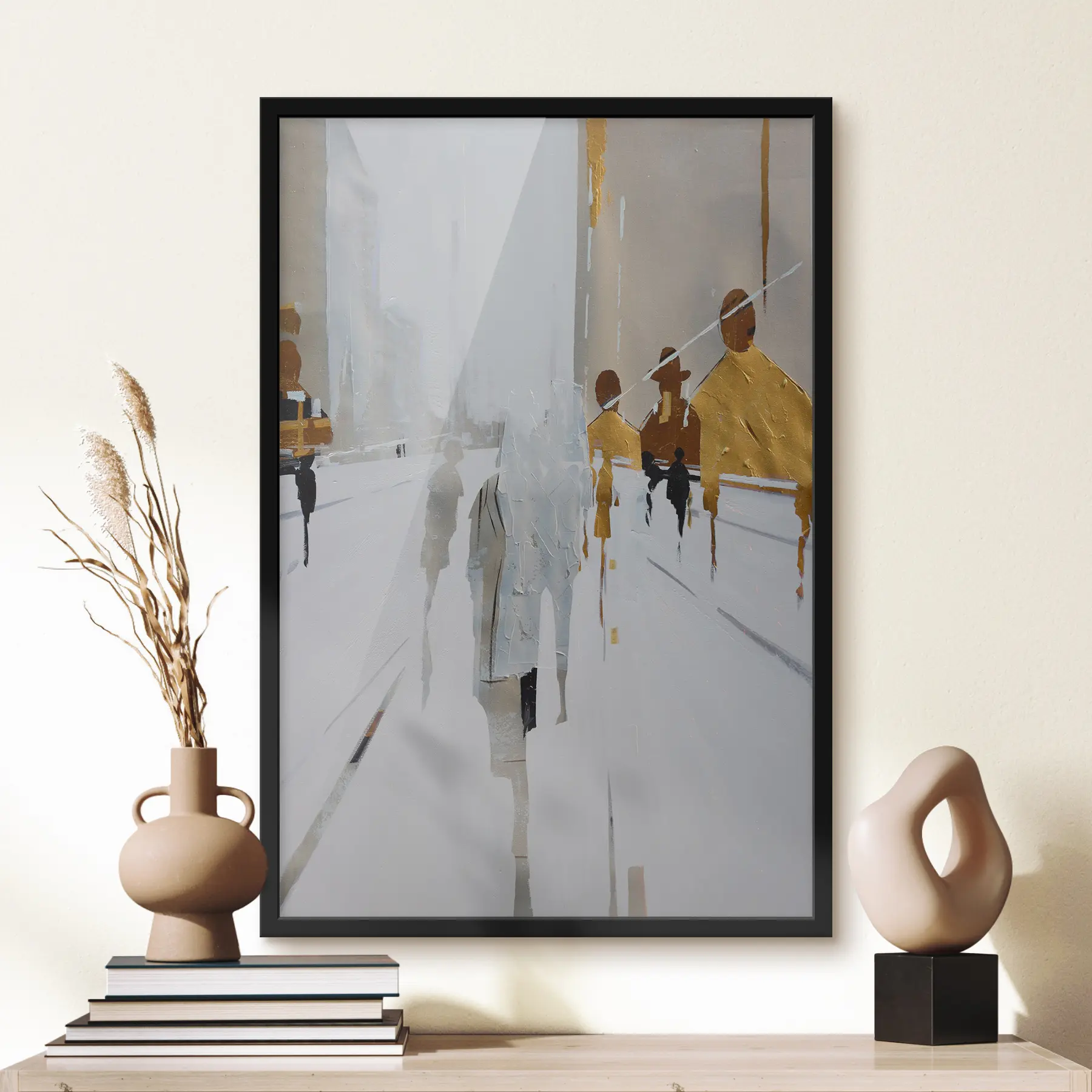 murales de pared Figuras urbanas en un paisaje apagado f05079