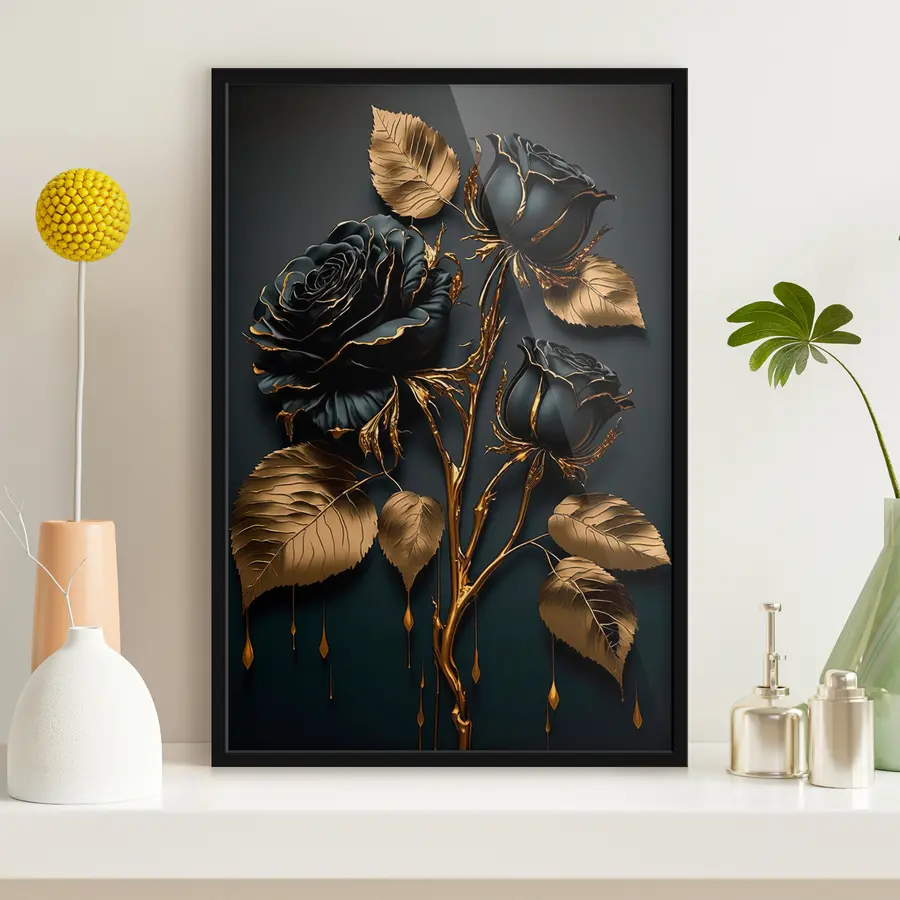 murales de pared Rosas elegantes con detalles llamativos f33700