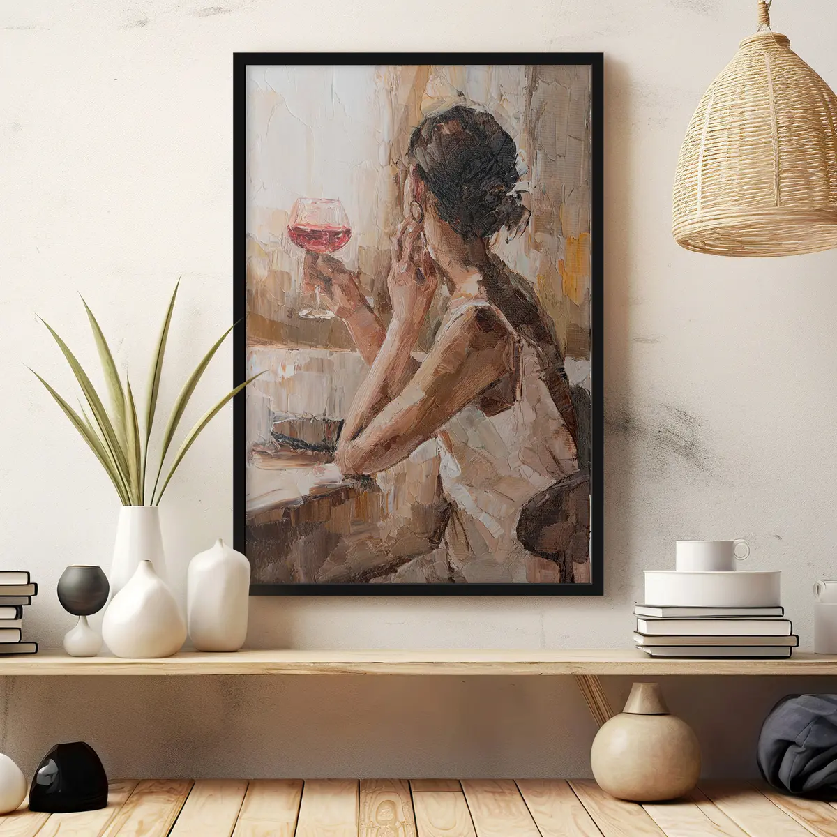 Poster Contemplando la vida con una copa en la mano f34590