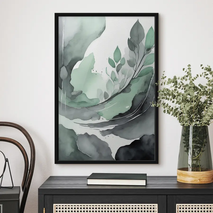 murales de pared Elegantes hojas de acuarela en tonos suaves f36502