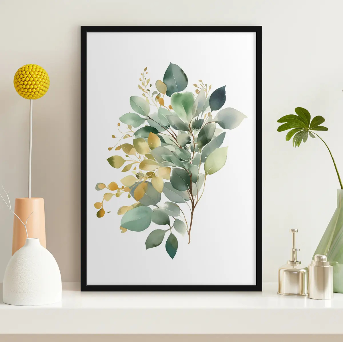 Poster La armonía de la naturaleza en verdes vibrantes f36354