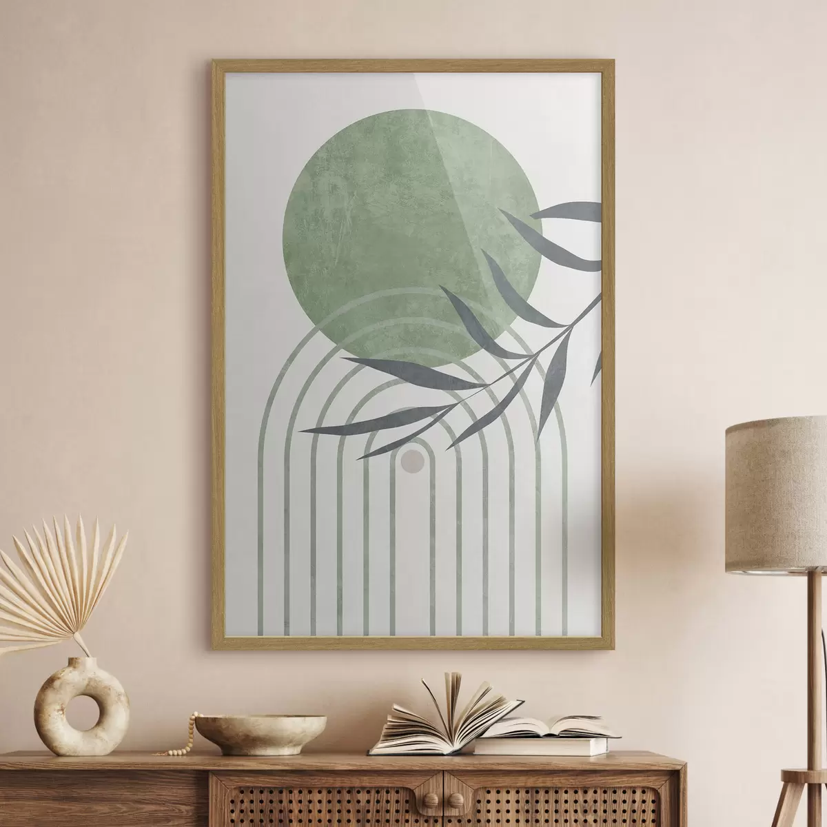 Poster Curvas serenas y suaves tonos verdes f36421