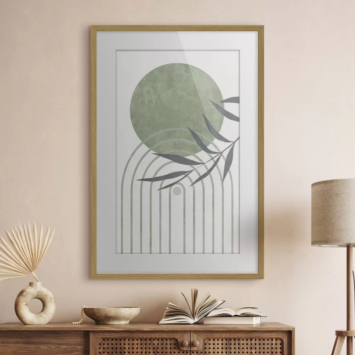 Poster Curvas serenas y suaves tonos verdes f36421