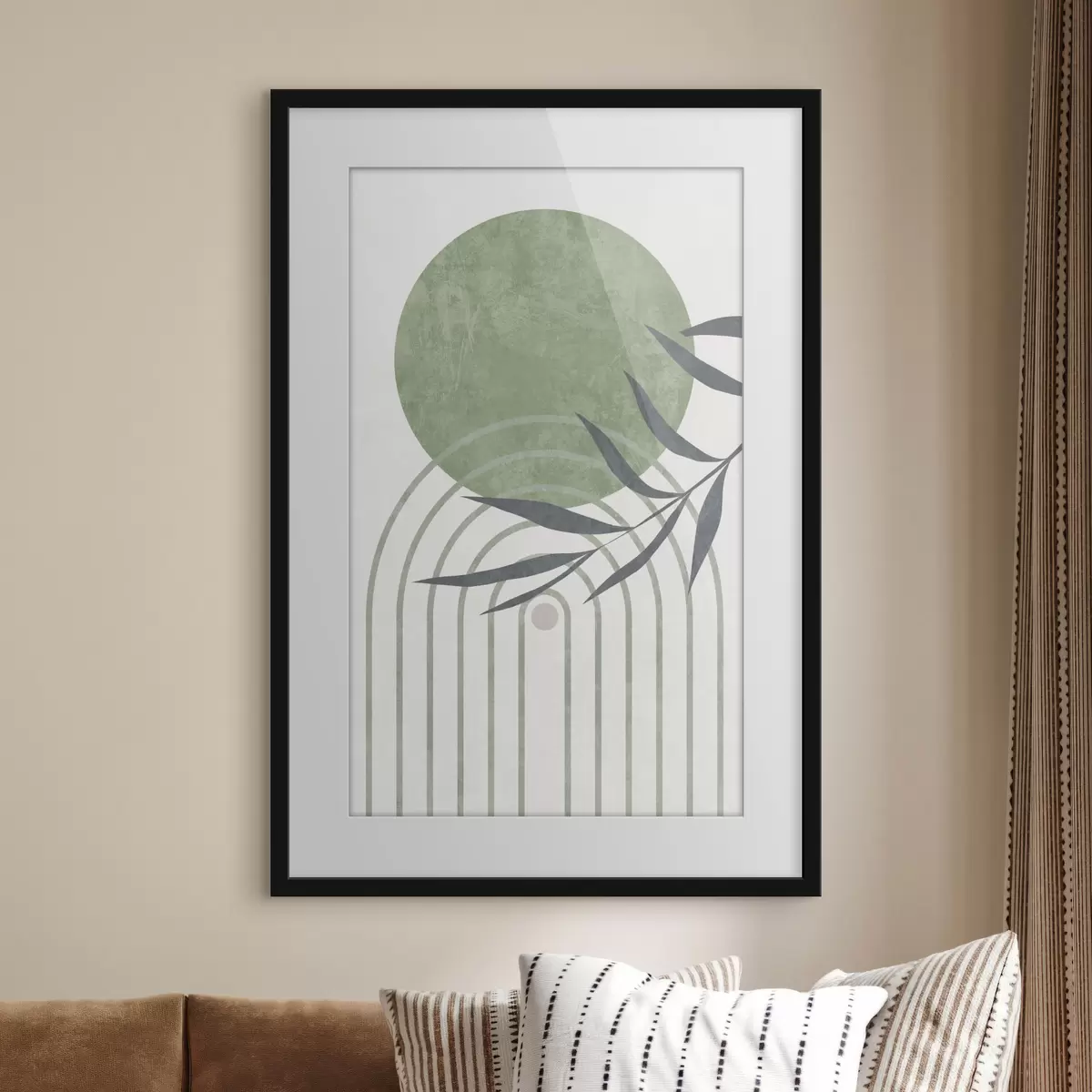 Poster Curvas serenas y suaves tonos verdes f36421