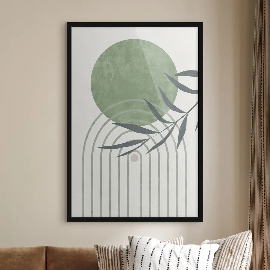 murales de pared Curvas serenas y suaves tonos verdes f36421