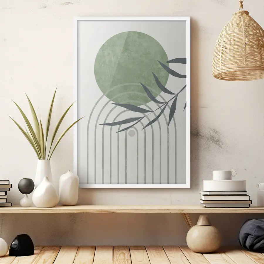 murales de pared Curvas serenas y suaves tonos verdes f36421