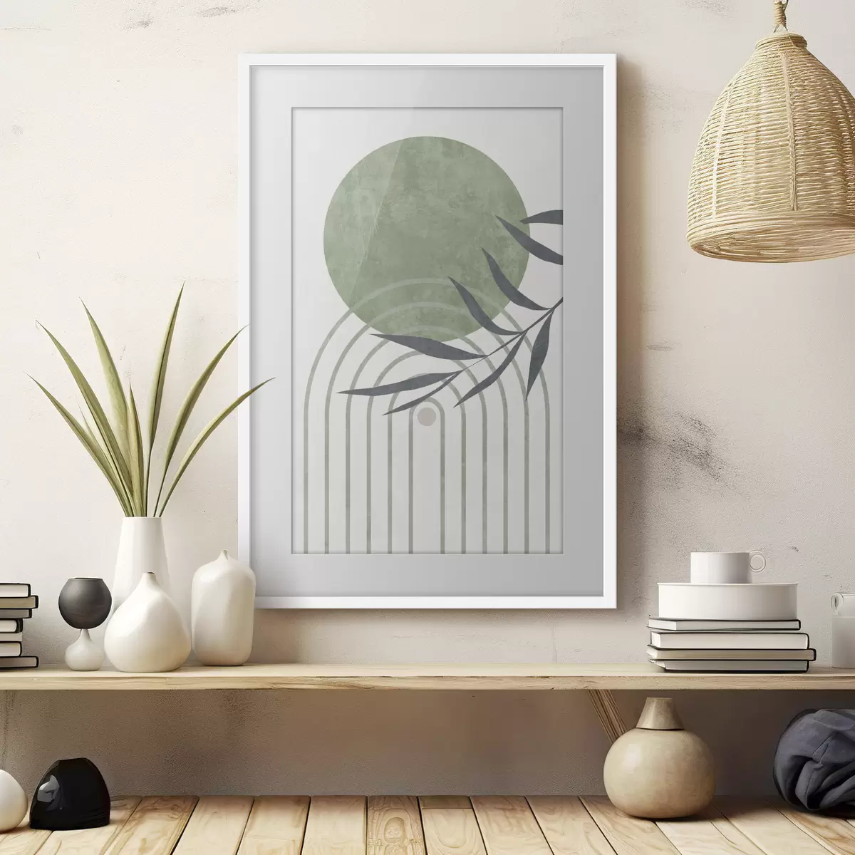 Poster Curvas serenas y suaves tonos verdes f36421