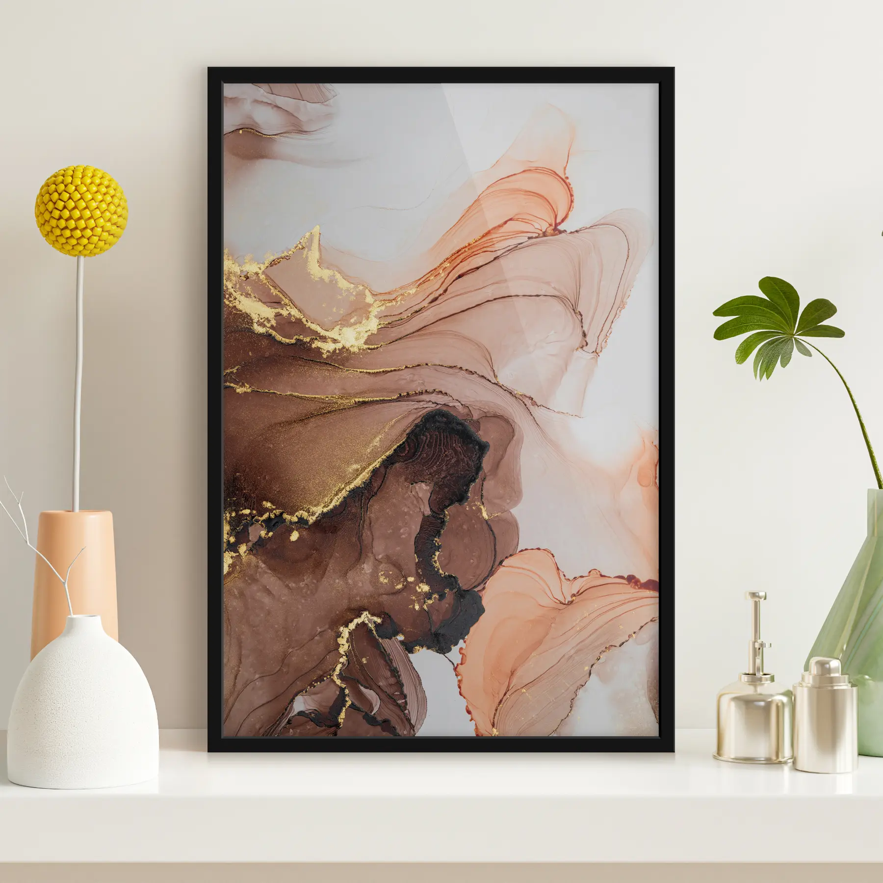 murales de pared Ondas abstractas en suaves tonos terrosos f36514