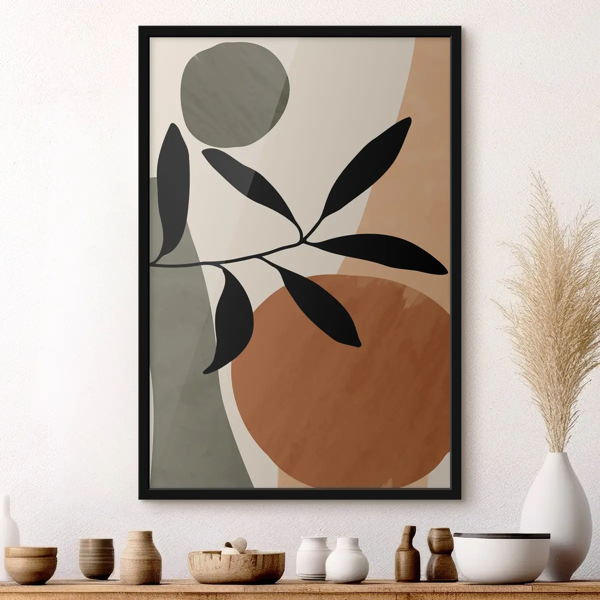 Poster Formas abstractas con elementos naturales f36481