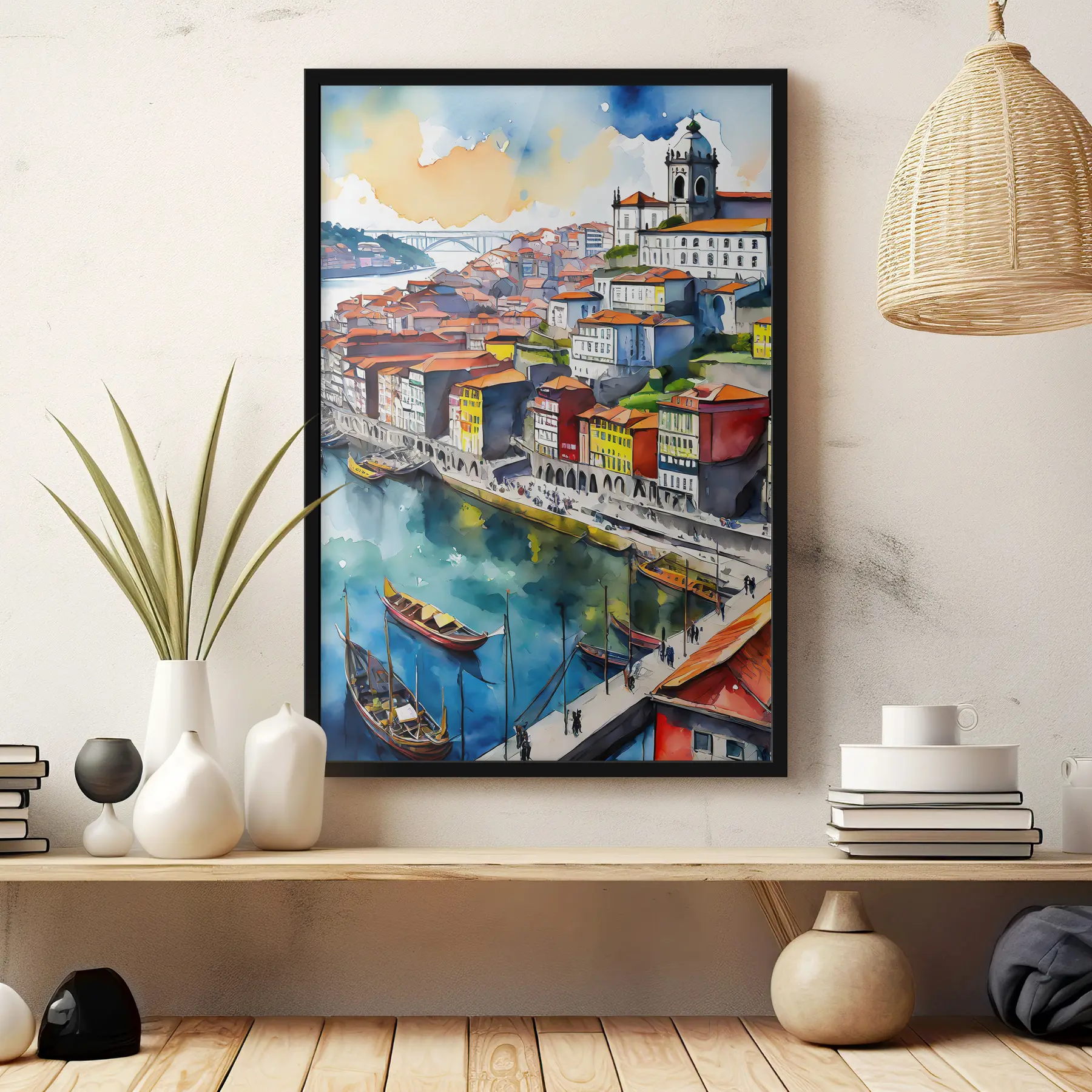 murales de pared Vibrante ciudad ribereña bajo el cielo f36680