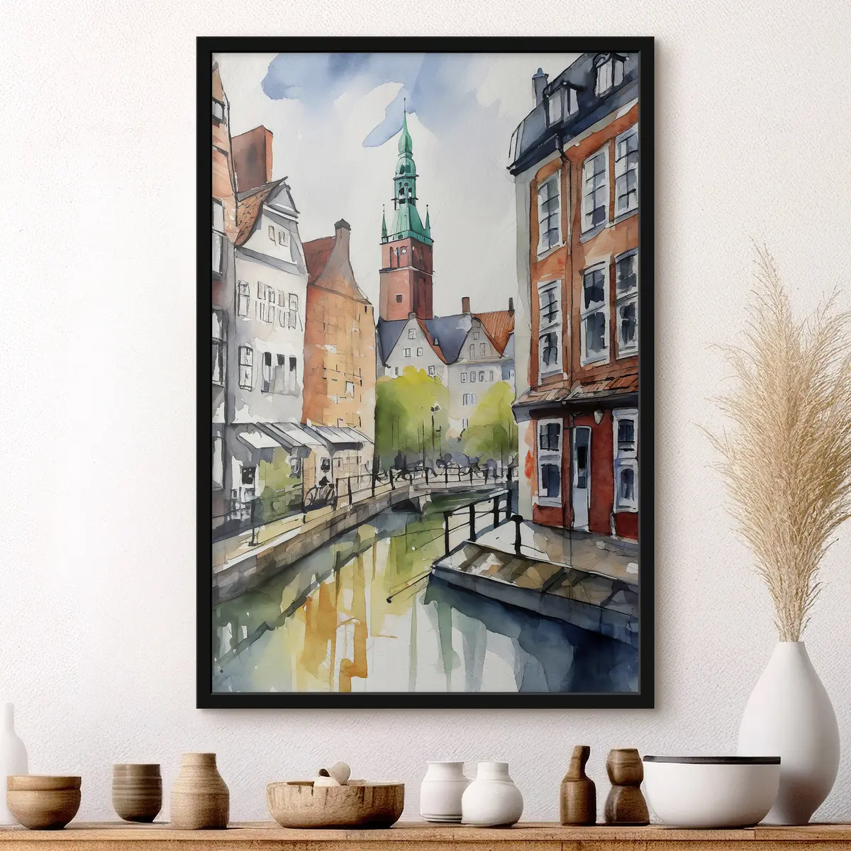 Poster Encantador canal en una ciudad histórica f36682