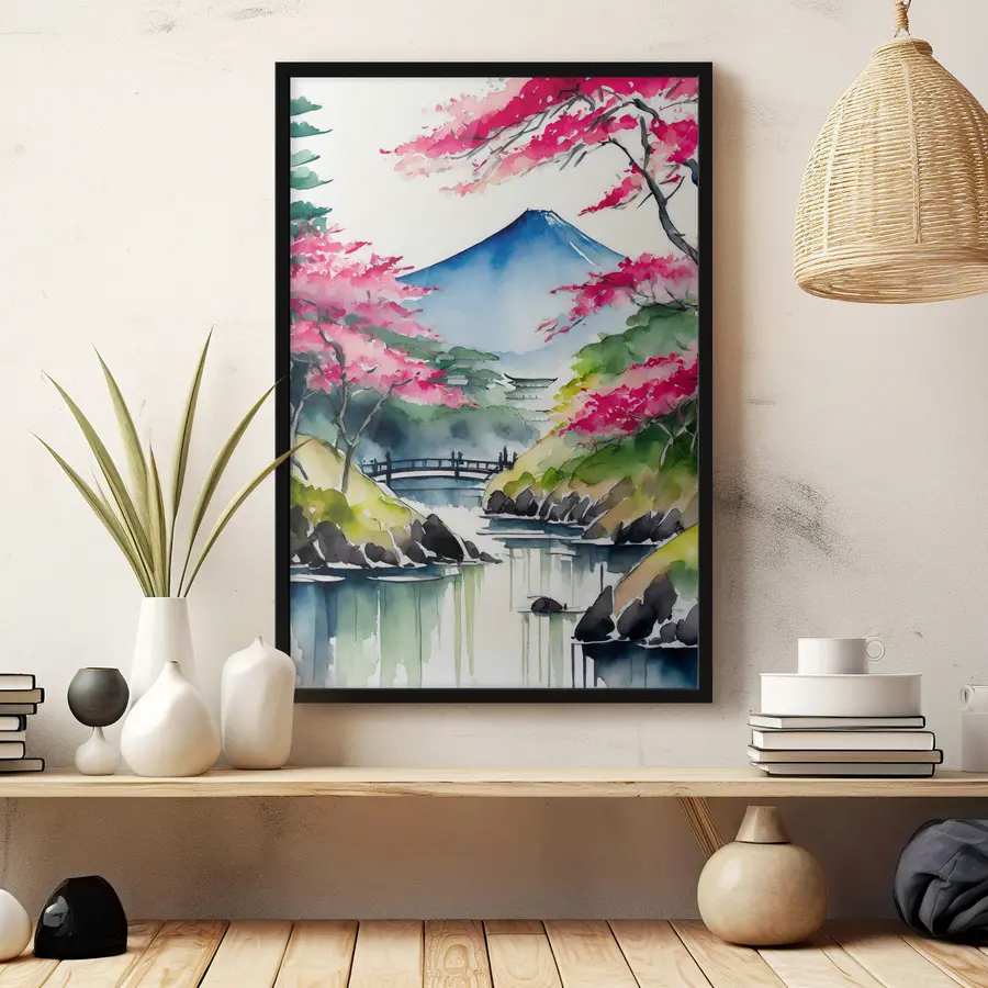 murales de pared La primavera florece cerca de un sereno lago de montaña f36691