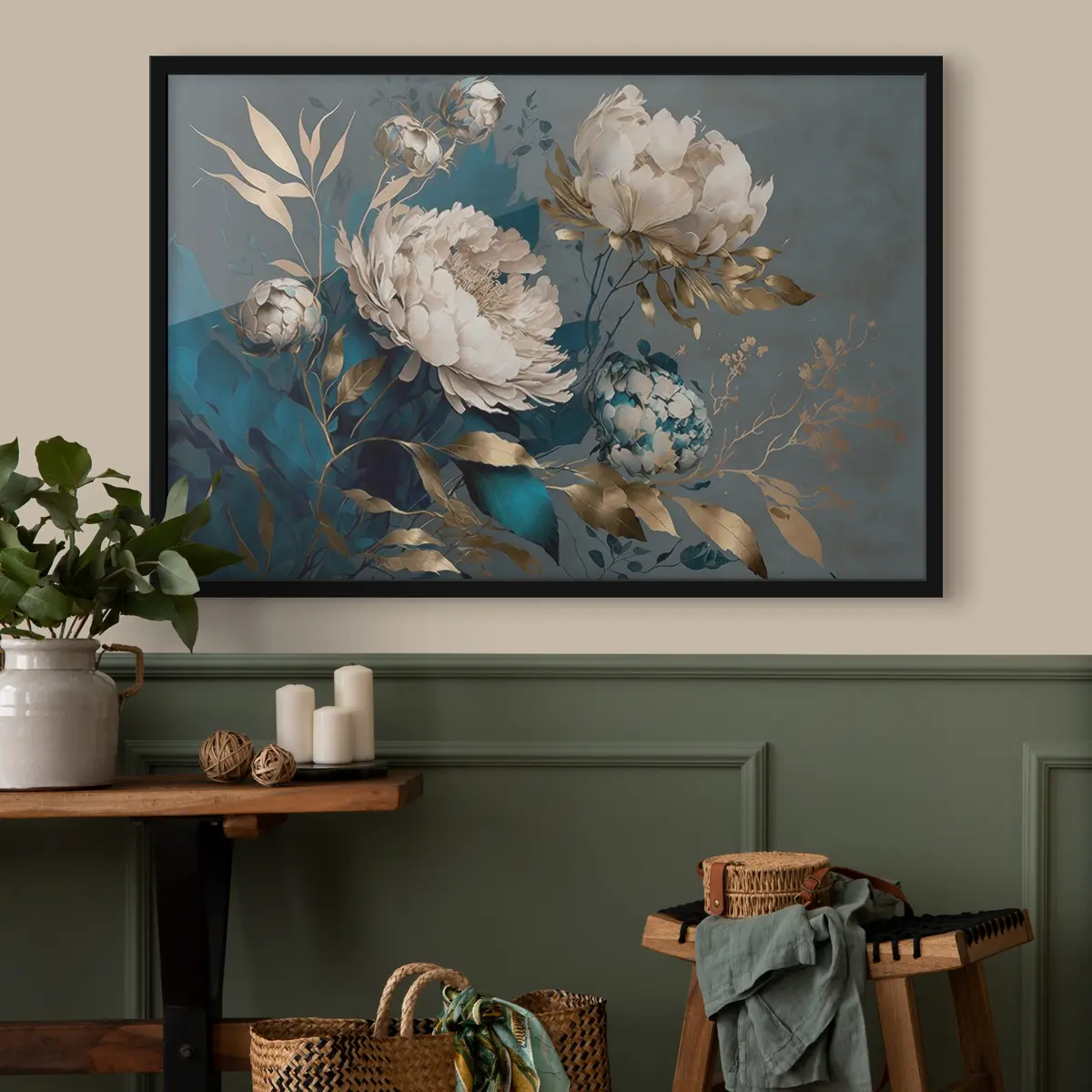 Poster Elegantes flores sobre un rico fondo f33935