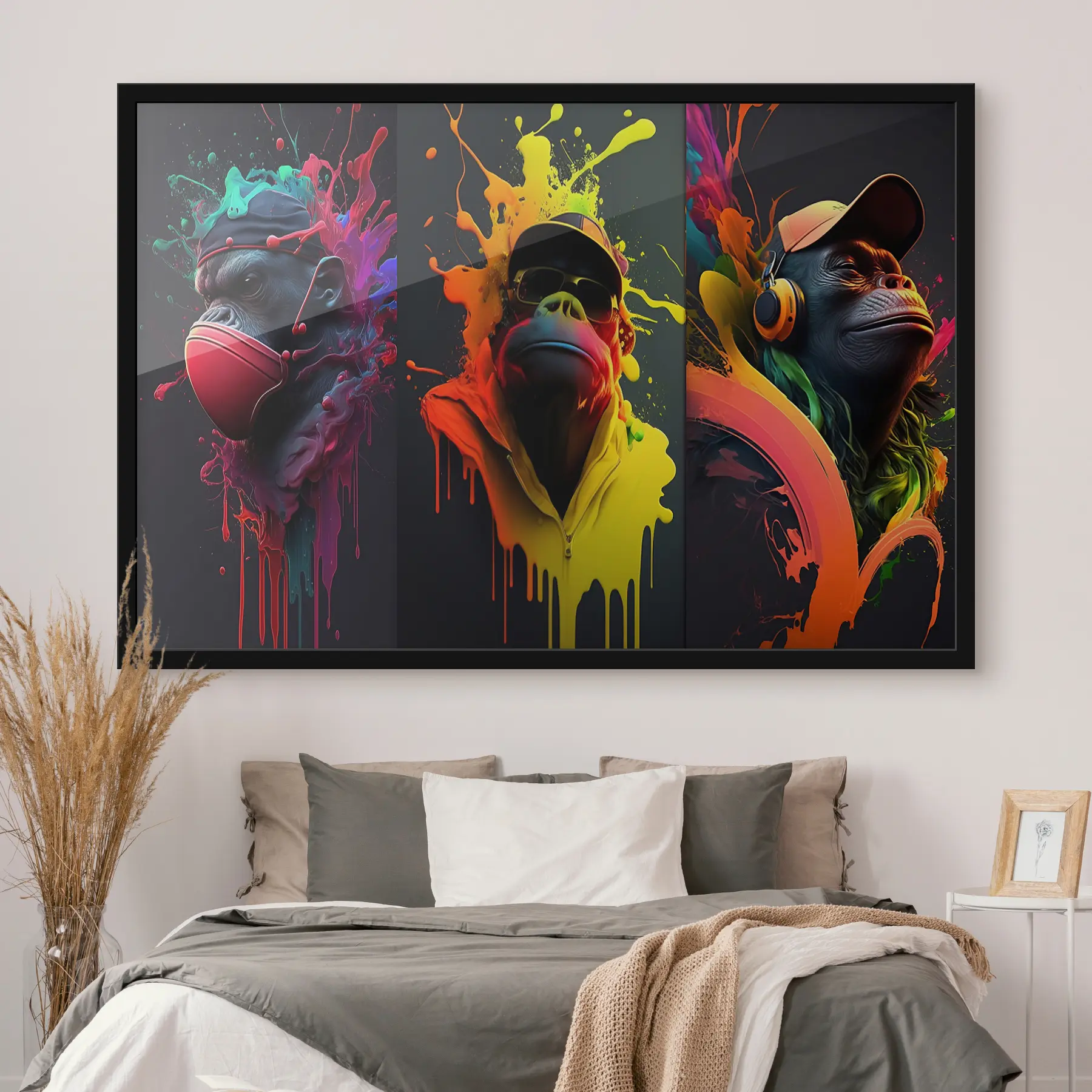 murales de pared Gorilas vibrantes con salpicaduras de colores f34885