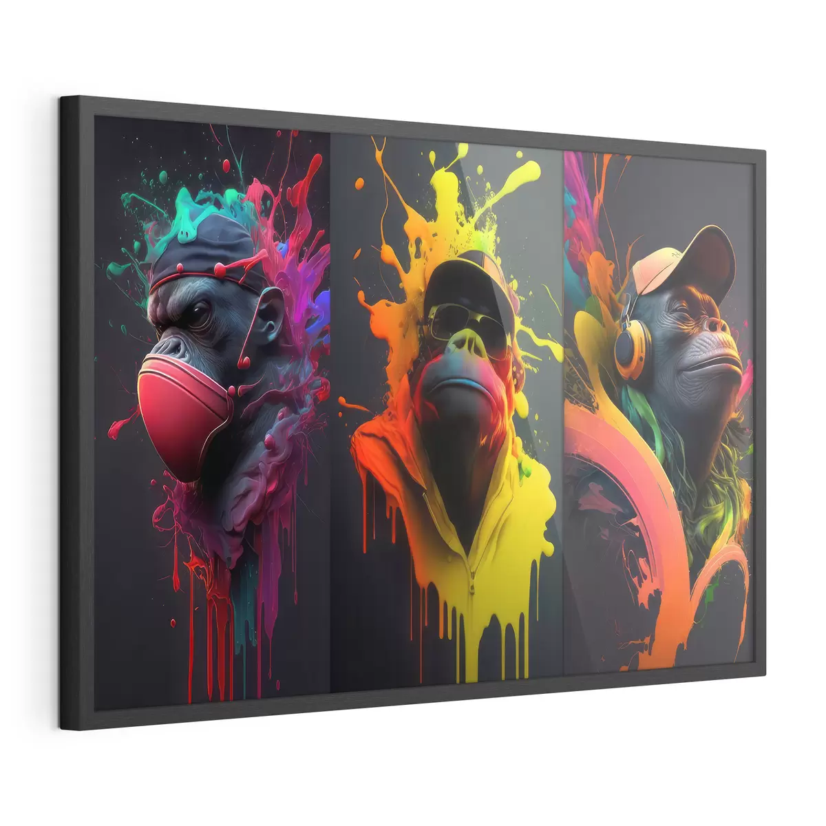 Poster Gorilas vibrantes con salpicaduras de colores f34885