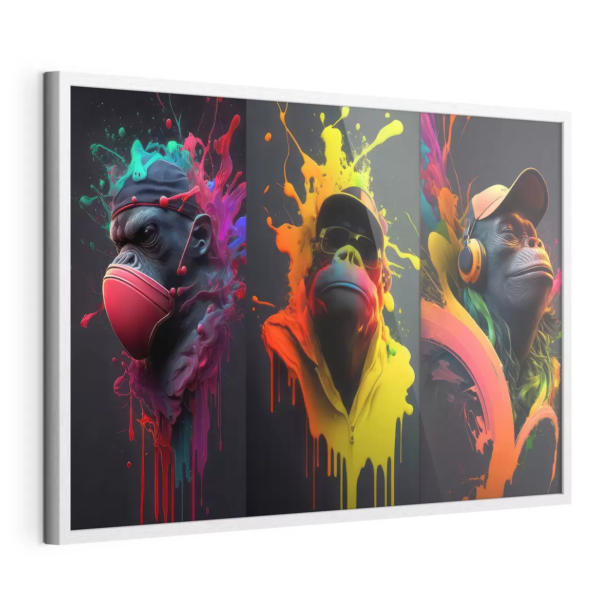 Poster Gorilas vibrantes con salpicaduras de colores f34885