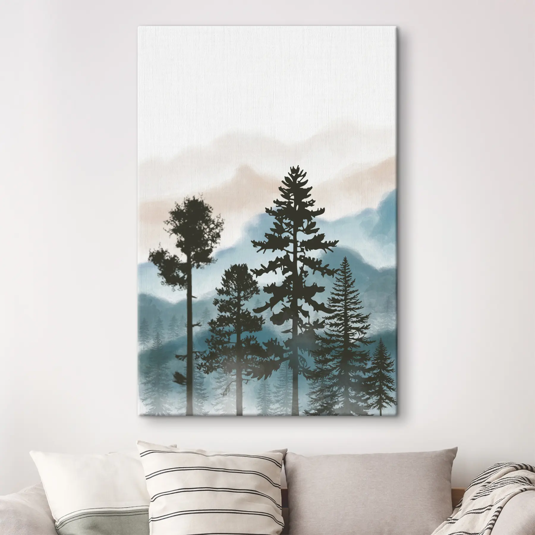 murales de pared Paisaje forestal brumoso en tonos suaves s36605