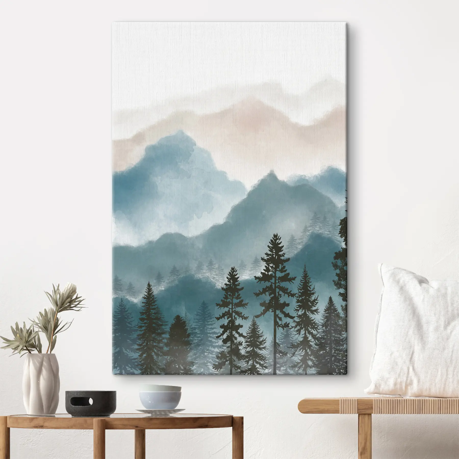 murales de pared Montañas neblinosas y bosques serenos s36607