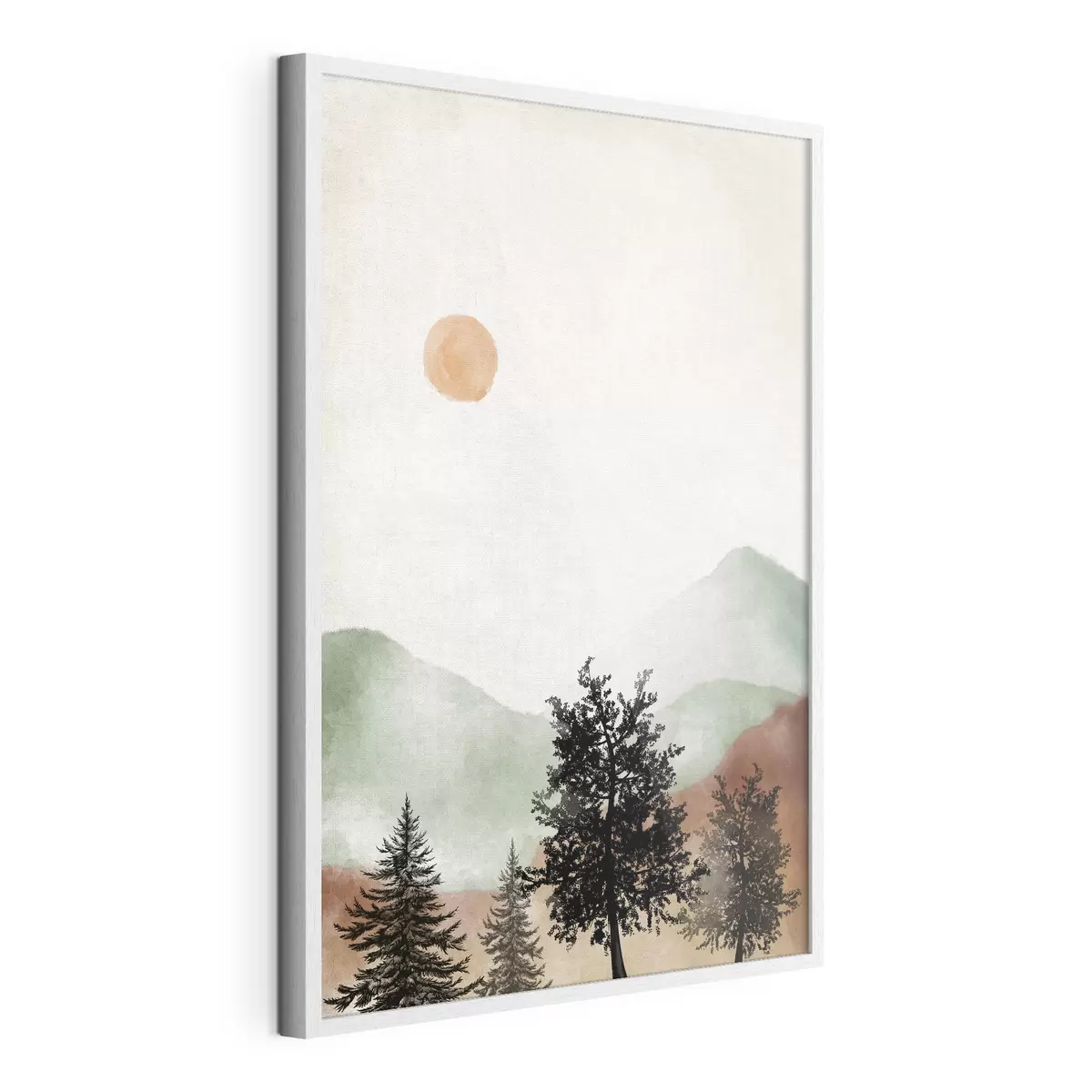 Poster Paisaje sereno con árboles y sol f36592