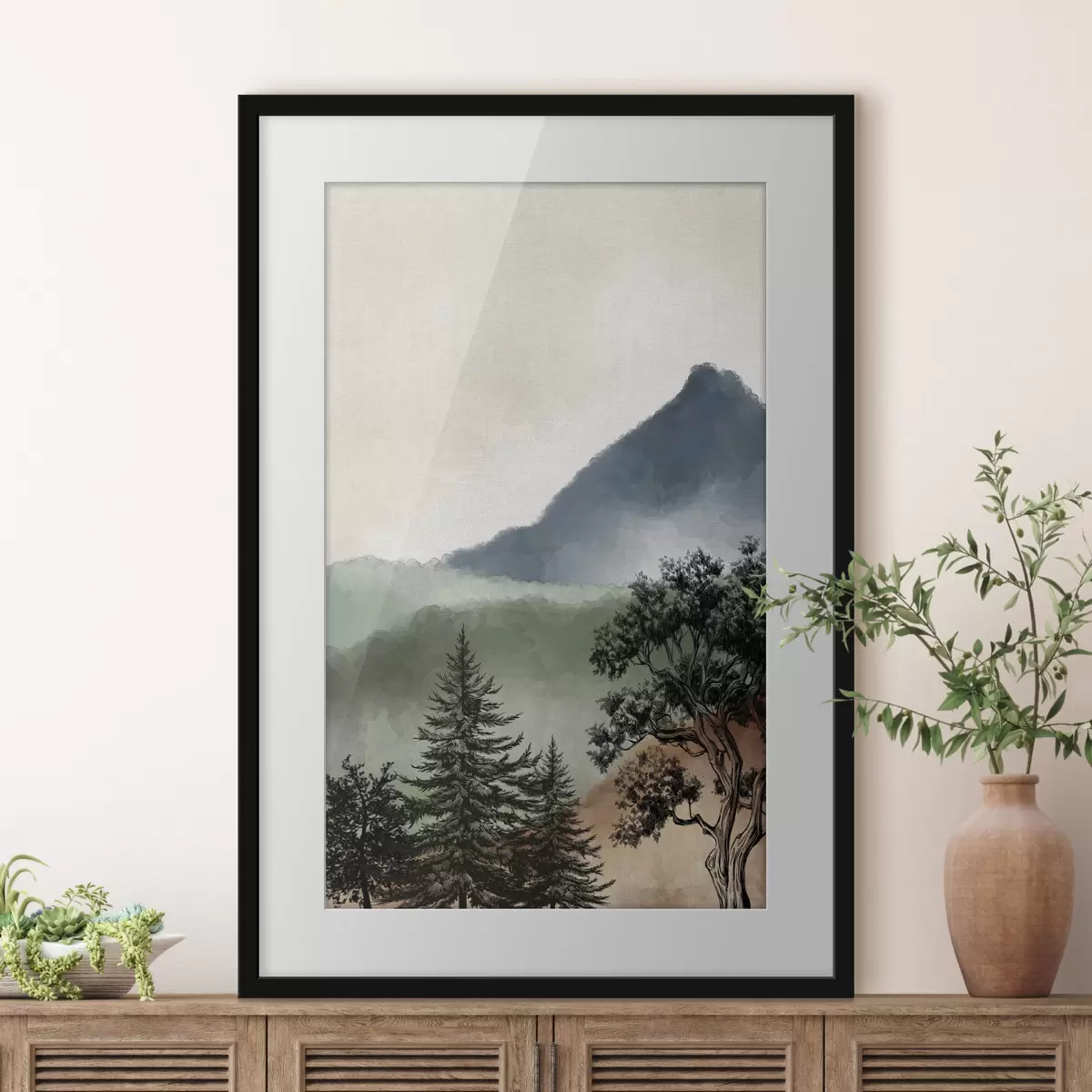 Poster Paisaje sereno con majestuosas montañas f36604