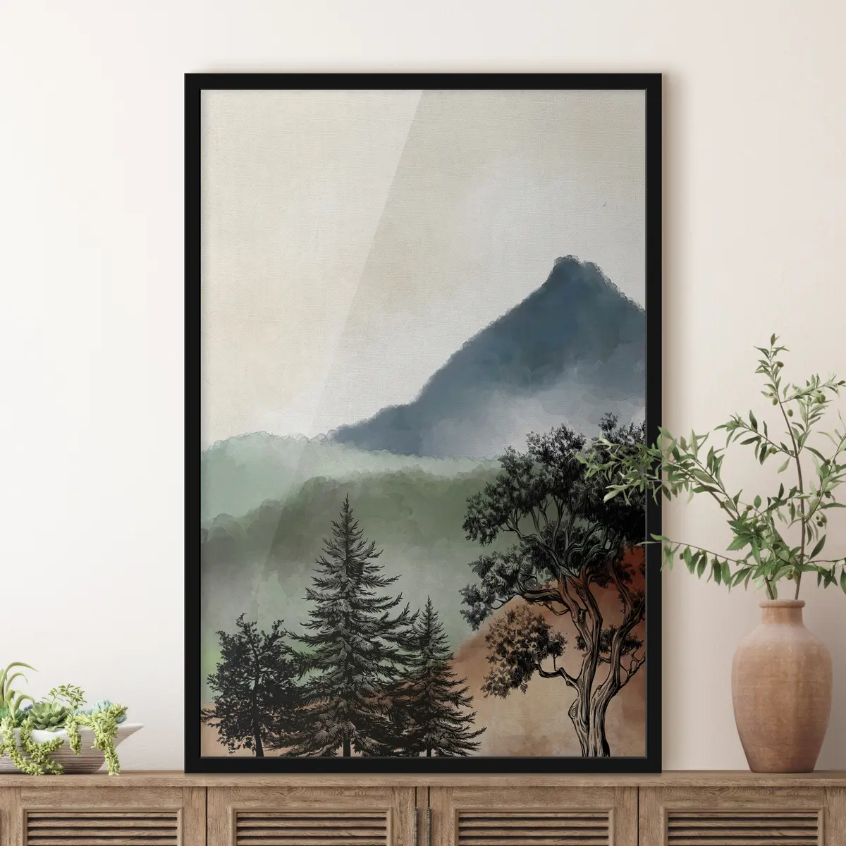 Poster Paisaje sereno con majestuosas montañas f36604