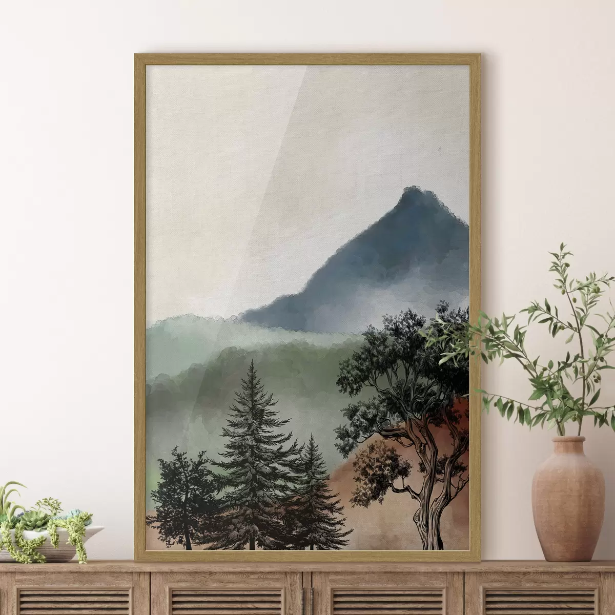 Poster Paisaje sereno con majestuosas montañas f36604