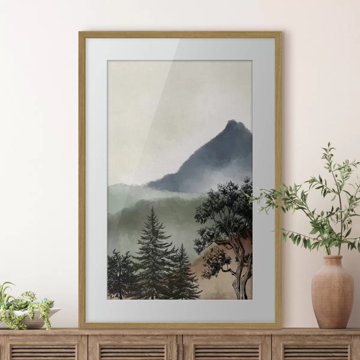 Poster Paisaje sereno con majestuosas montañas f36604