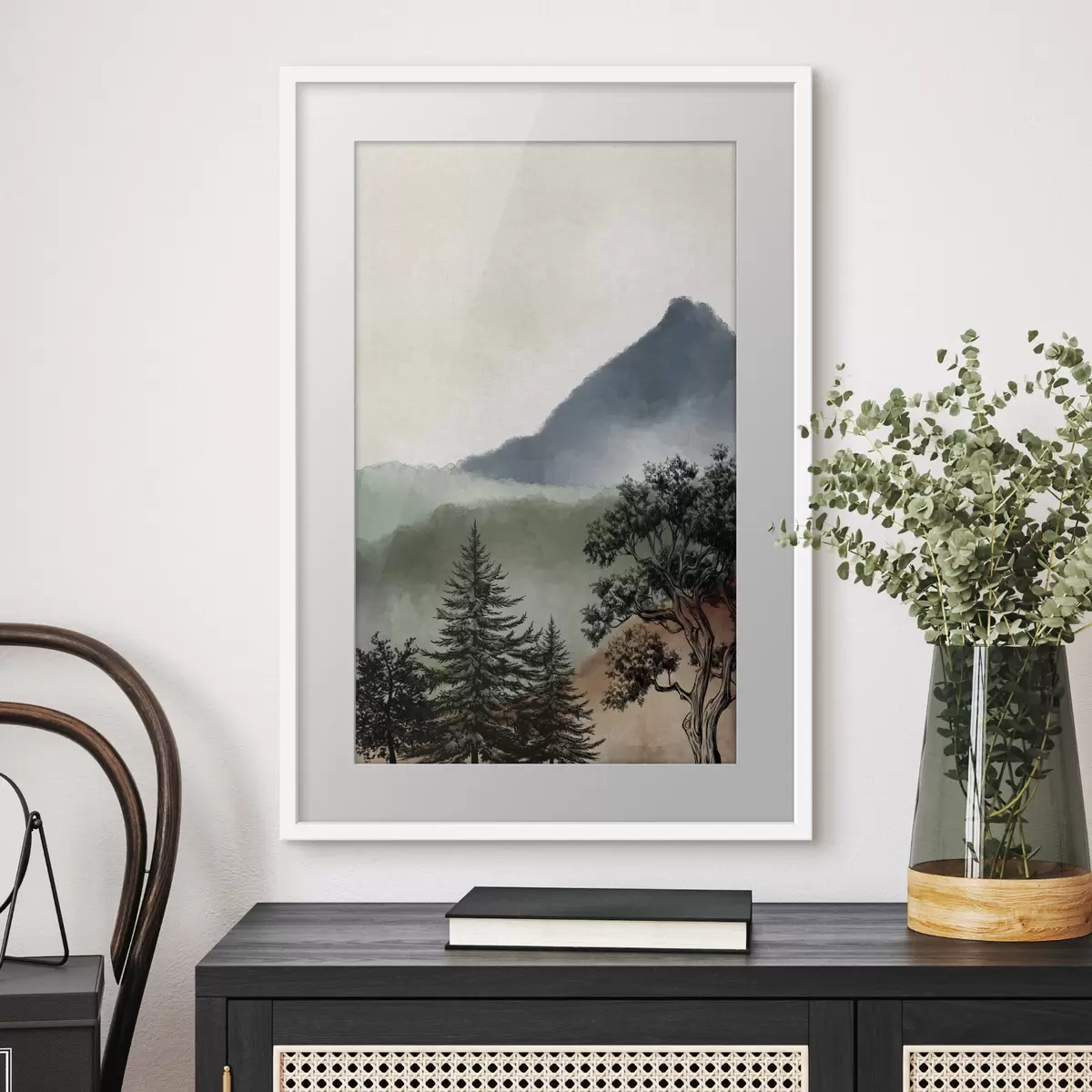 Poster Paisaje sereno con majestuosas montañas f36604