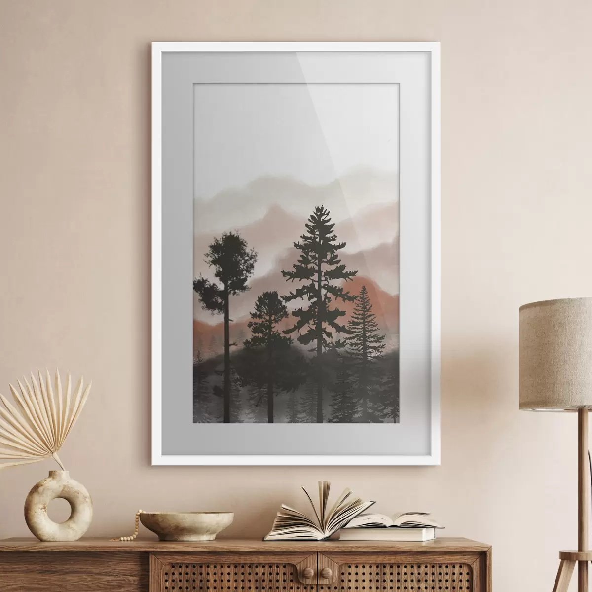 Poster Árboles silueteados contra un cielo suave f36605v2