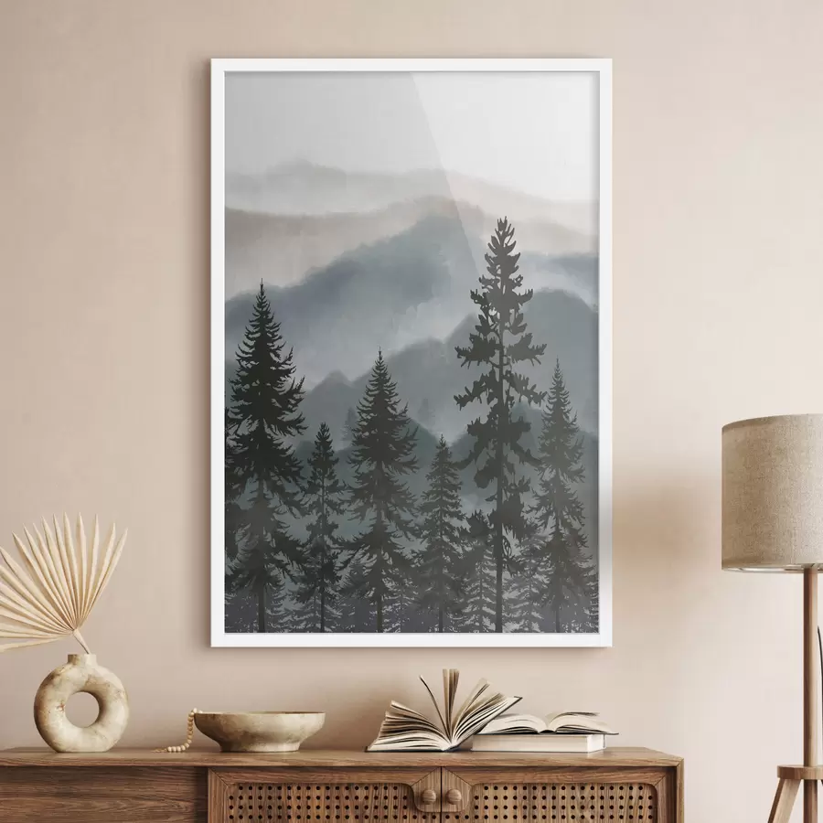 murales de pared Montes azules, bosque quieto f37017