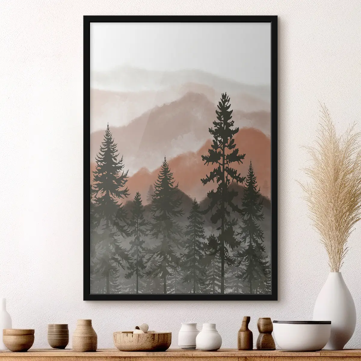 Poster Serenas montañas con imponentes pinos f37017v2