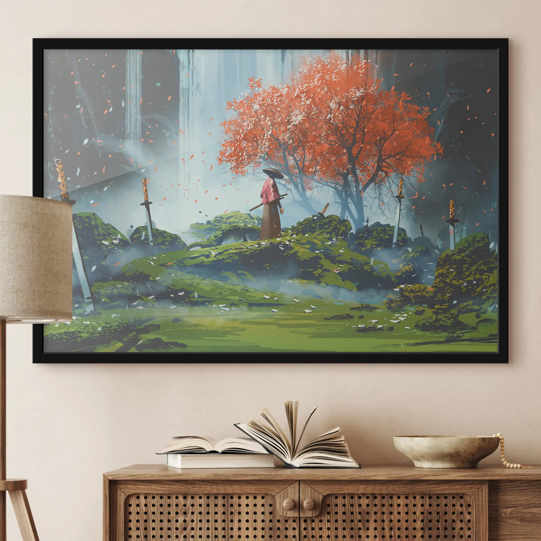 murales de pared Guerrero en medio de la tranquilidad de la naturaleza f37105