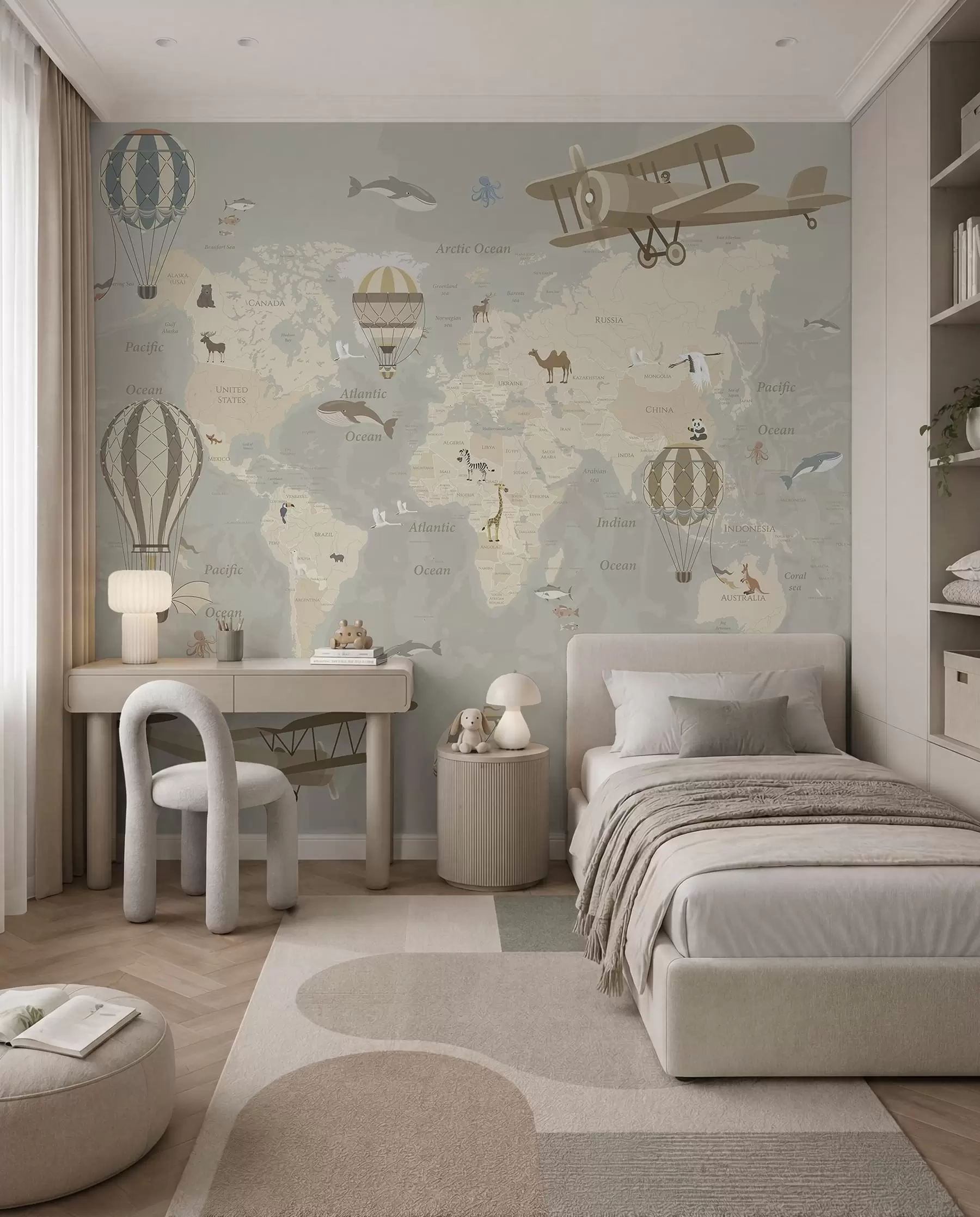 murales de pared Mapamundi con globos I u36066d1