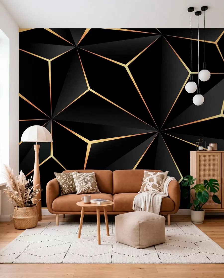 murales de pared Facetas negras y doradas II u72104d2