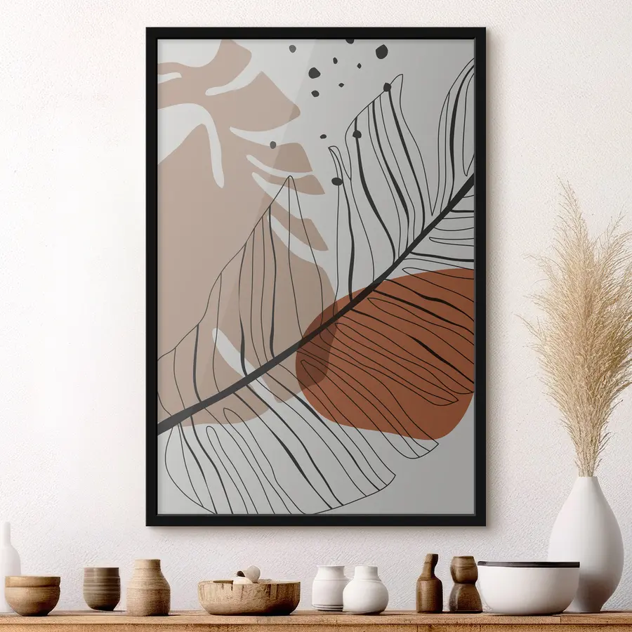 murales de pared Formas abstractas y líneas delicadas se unen f37029