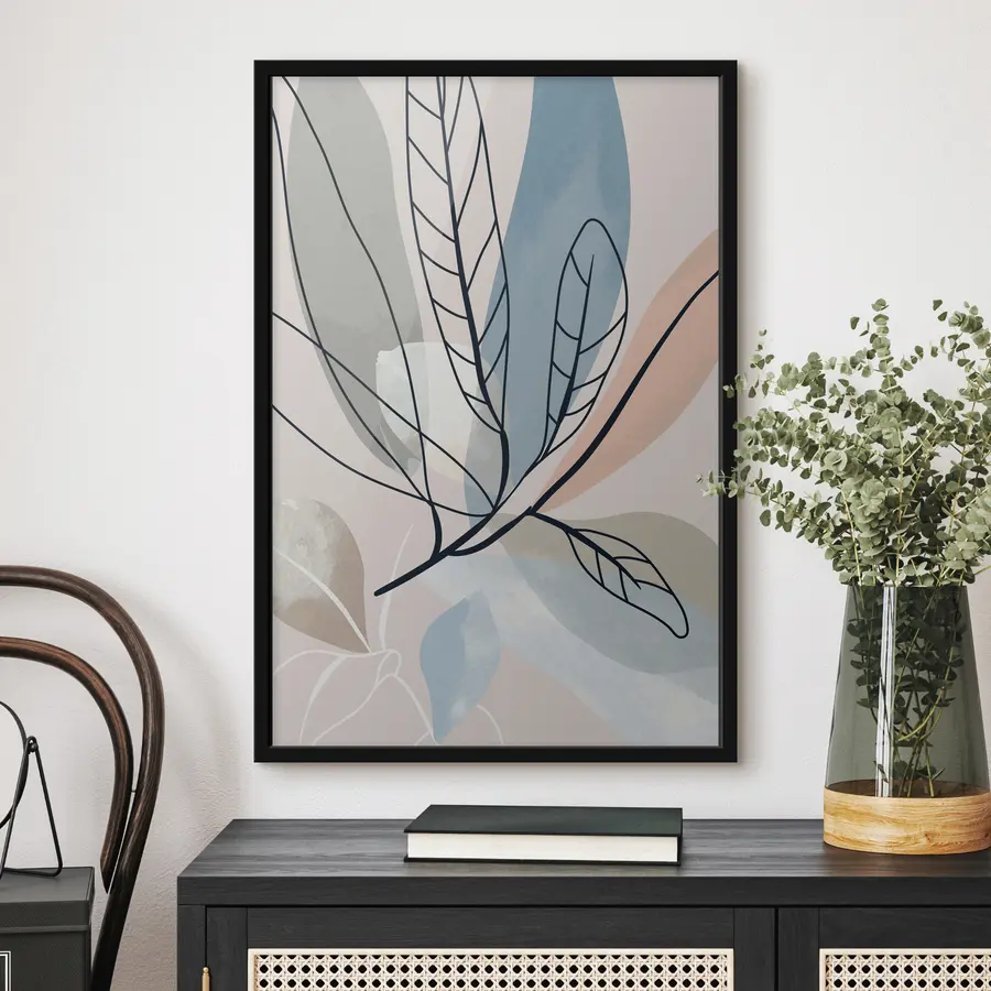 murales de pared Hojas abstractas en colores suaves f37053