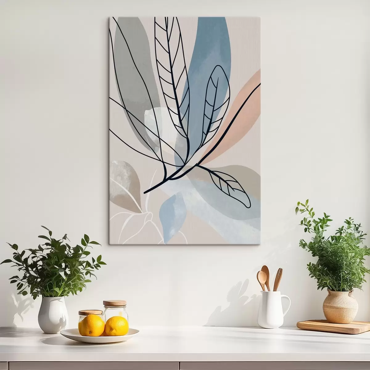 murales de pared Elegantes hojas en colores suaves s37053