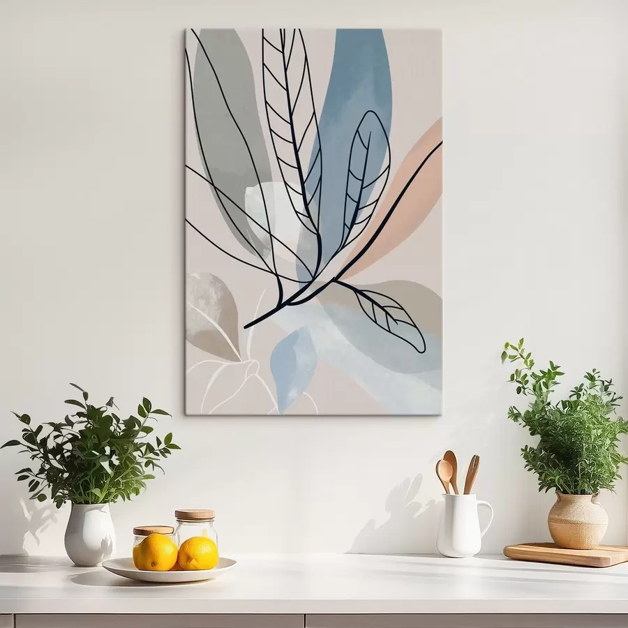 murales de pared Elegantes hojas en colores suaves s37053