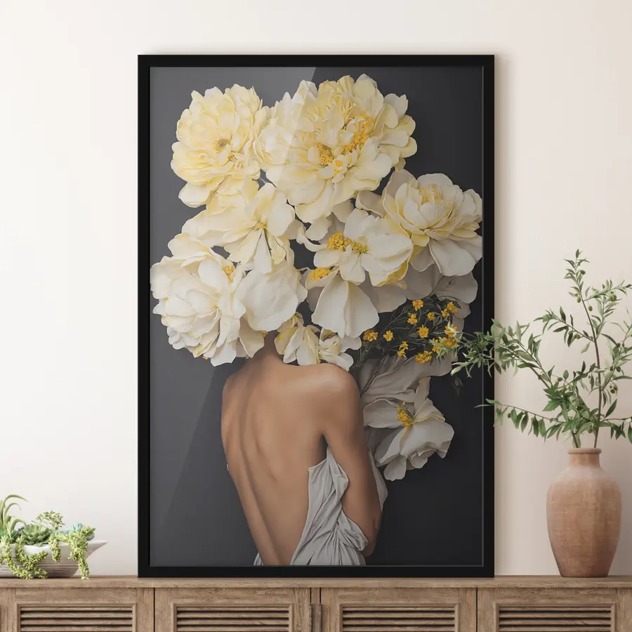 murales de pared Elegancia floral en un suave abrazo f37162