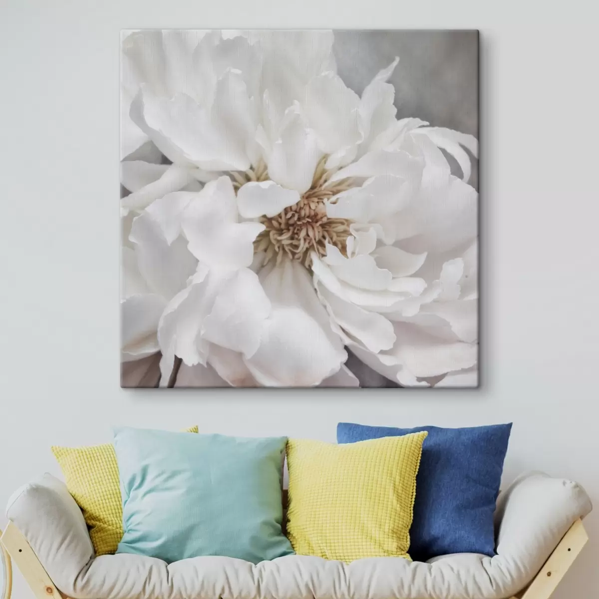 murales de pared Elegante floración blanca bajo una luz suave s37161