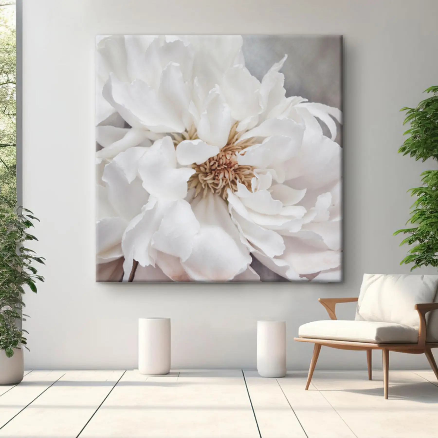 murales de pared Elegante floración blanca bajo una luz suave s37161