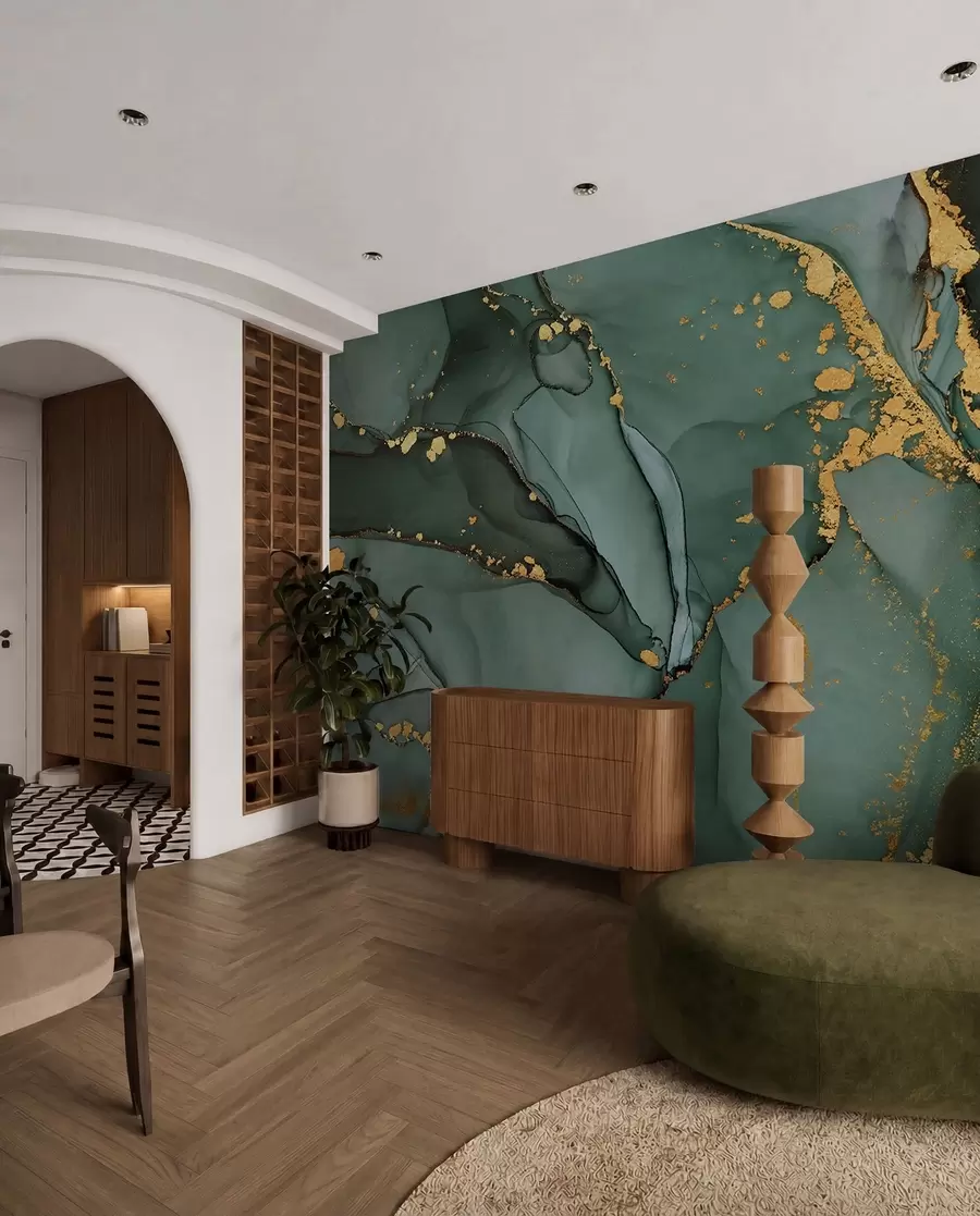 murales de pared Lujoso mármol Onyx con grietas metálicas u50235d2