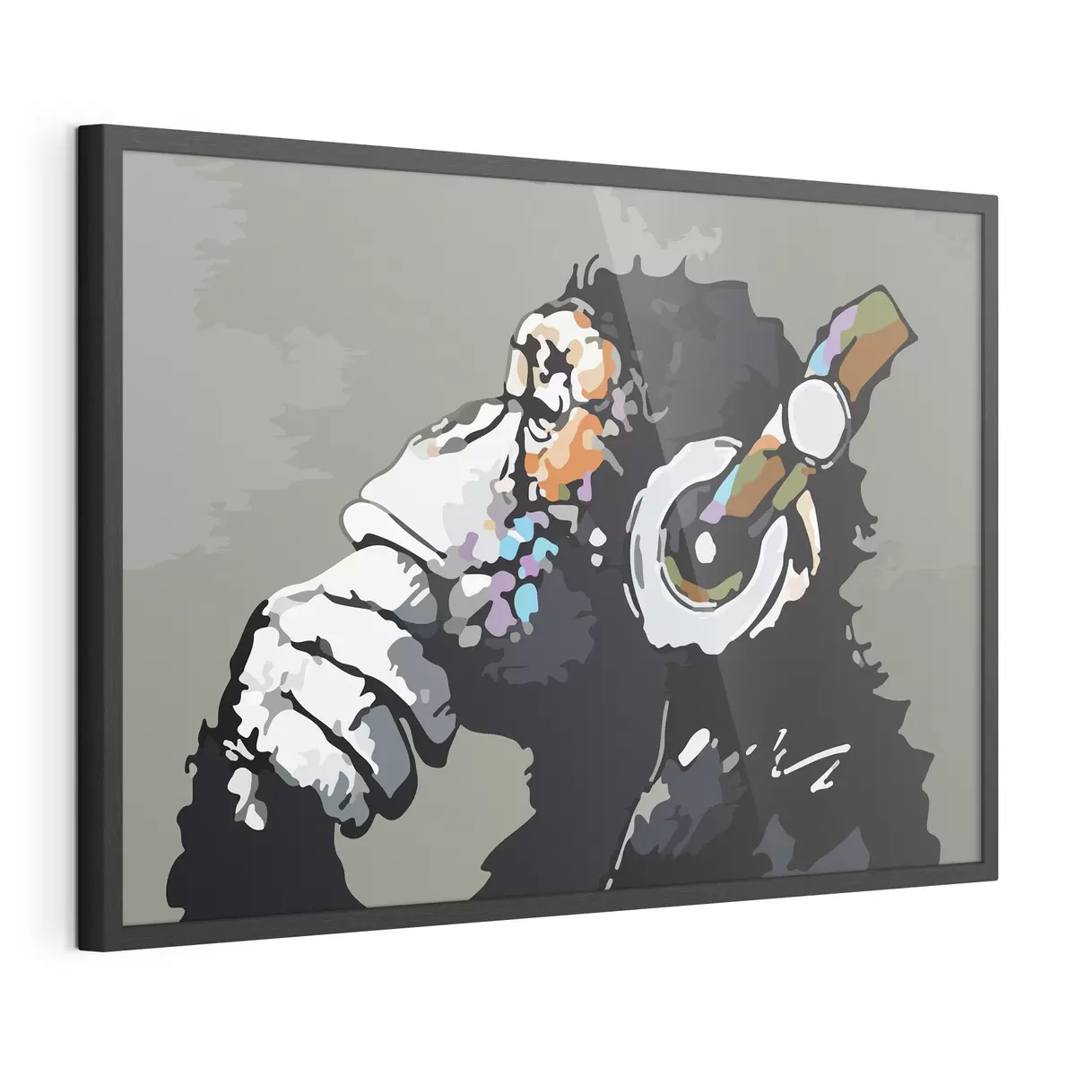 Poster Pensar profundamente con los auriculares puestos f37269