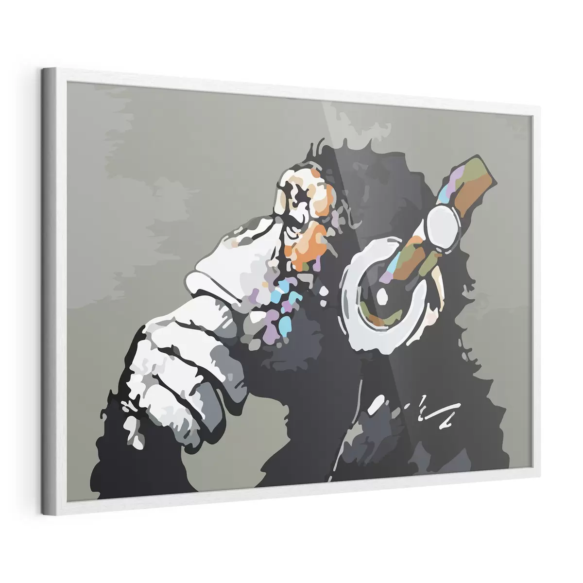 Poster Pensar profundamente con los auriculares puestos f37269
