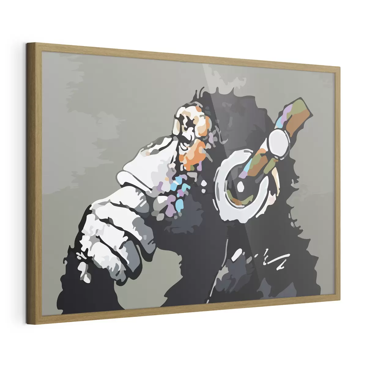 Poster Pensar profundamente con los auriculares puestos f37269